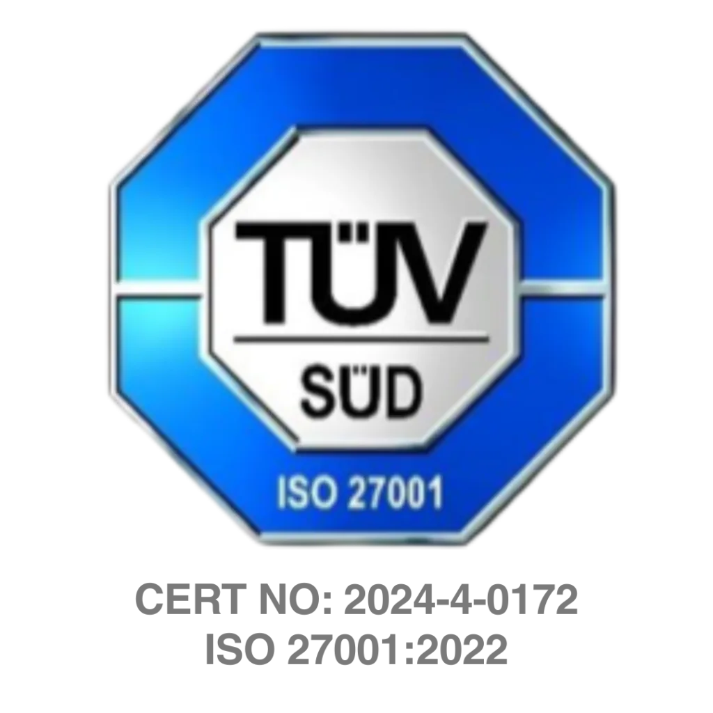 ISO 27001 certification badge logo for BEST Software Indonesia demonstrating compliance with information security management standards powered by Pro Int