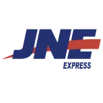 JNE Express logo on a dark background prominent courier and logistics branding representing fast delivery services in Indonesia
