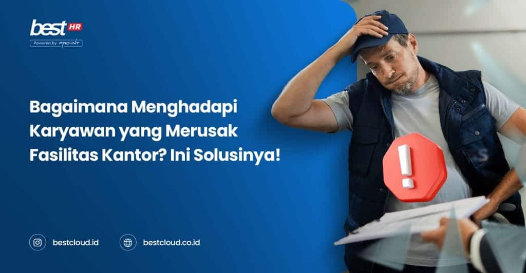 Employees facing workplace challenges with damaged facilities at the office, emphasizing the importance of workplace support solutions by BEST Software Indonesia.