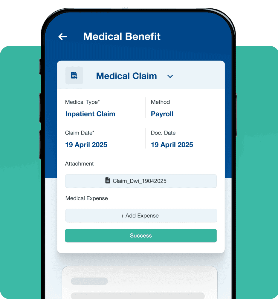 Claim processing mobile app screenshot with medical benefit claim form emphasizing best cloud software Indonesia solutions by Pro Int