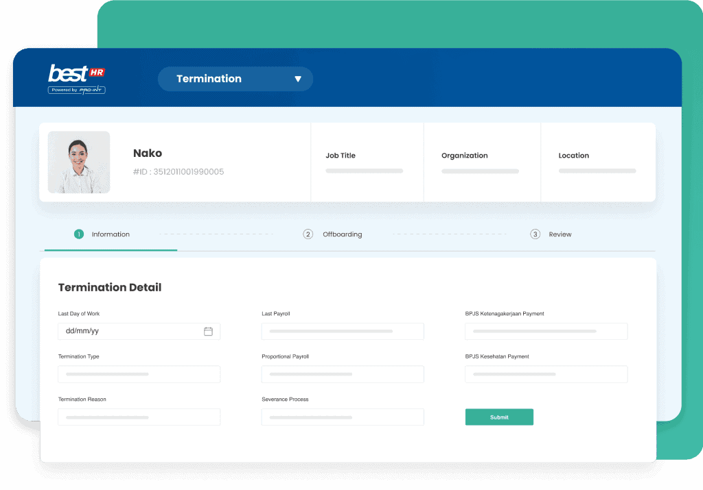 Efficient HR software for employee termination management in Indonesia supporting seamless HR processes with BEST software powered by Pro Int