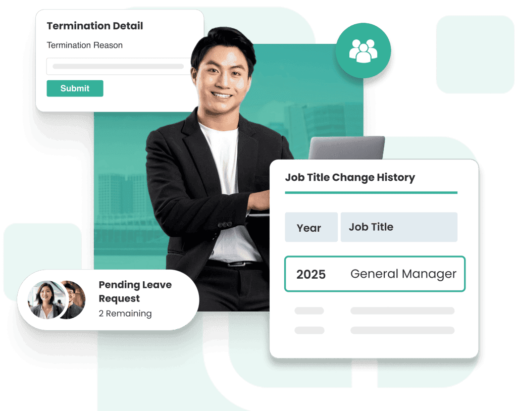 Employee management software Indonesia with job history and leave request features