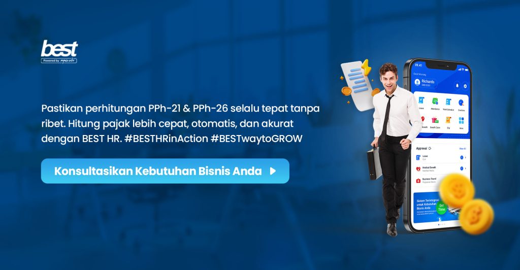 Pakai BEST HR Powered by Pro Int untuk kelola data karyawan menghitung pajak otomatis dan memastikan seluruh kewajiban perpajakan dipenuhi sesuai regulasi Dengan pengelolaan yang tepat baik perusahaan maupun TKA dapat menjalankan proses administrasi pajak secara lebih mudah efisien dan transparan