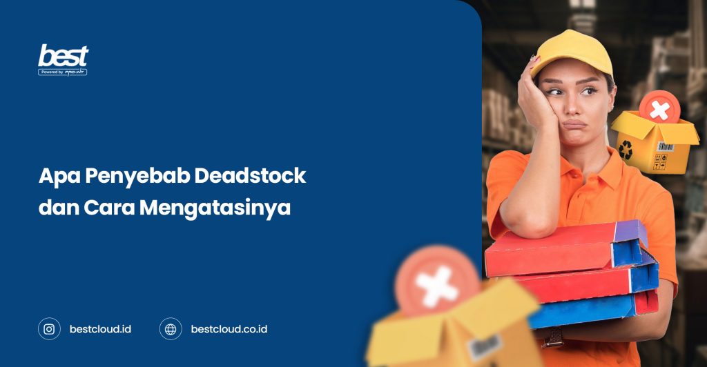 An image showing a young woman with a puzzled expression surrounded by boxes and delivery icons illustrating challenges in managing deadstock inventory