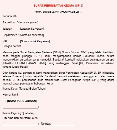 Contoh Surat Peringatan SP2 BEST Software Indonesia Powered by ProInt Contoh Surat Peringatan SP 2