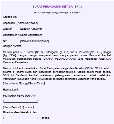 Contoh Surat Peringatan SP3 BEST Software Indonesia Powered by ProInt Contoh Surat Peringatan SP 3